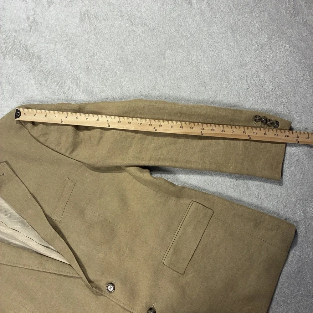 Murano Baird McNutt Linen Blazer Single Breasted Tan Mens XL Quiet Luxury Resort